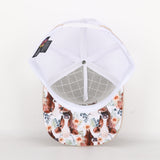 Trucker Cap - Beige & White Mid-Peak "Rippa Transport Co." Highland Cow Edition