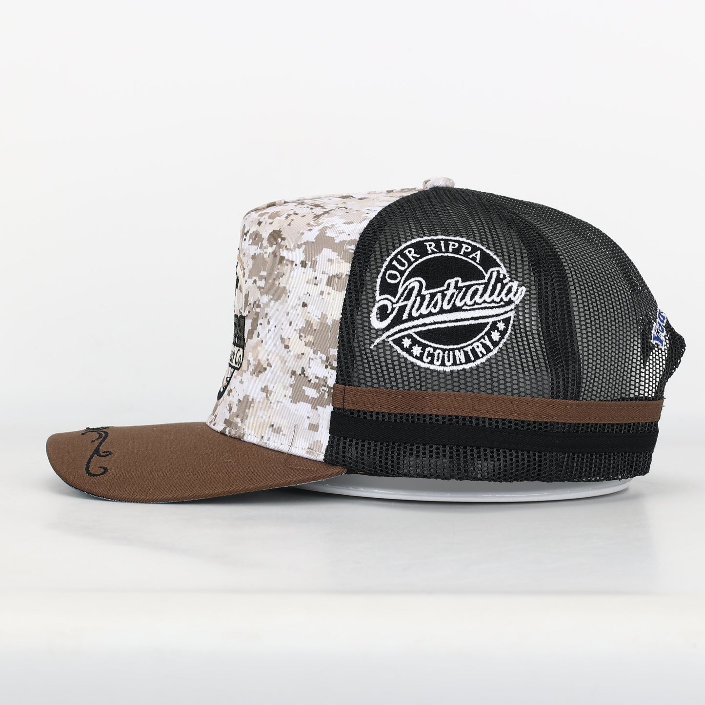 Trucker Cap -Camo Brown "Rippa Transport Co." High-Peak