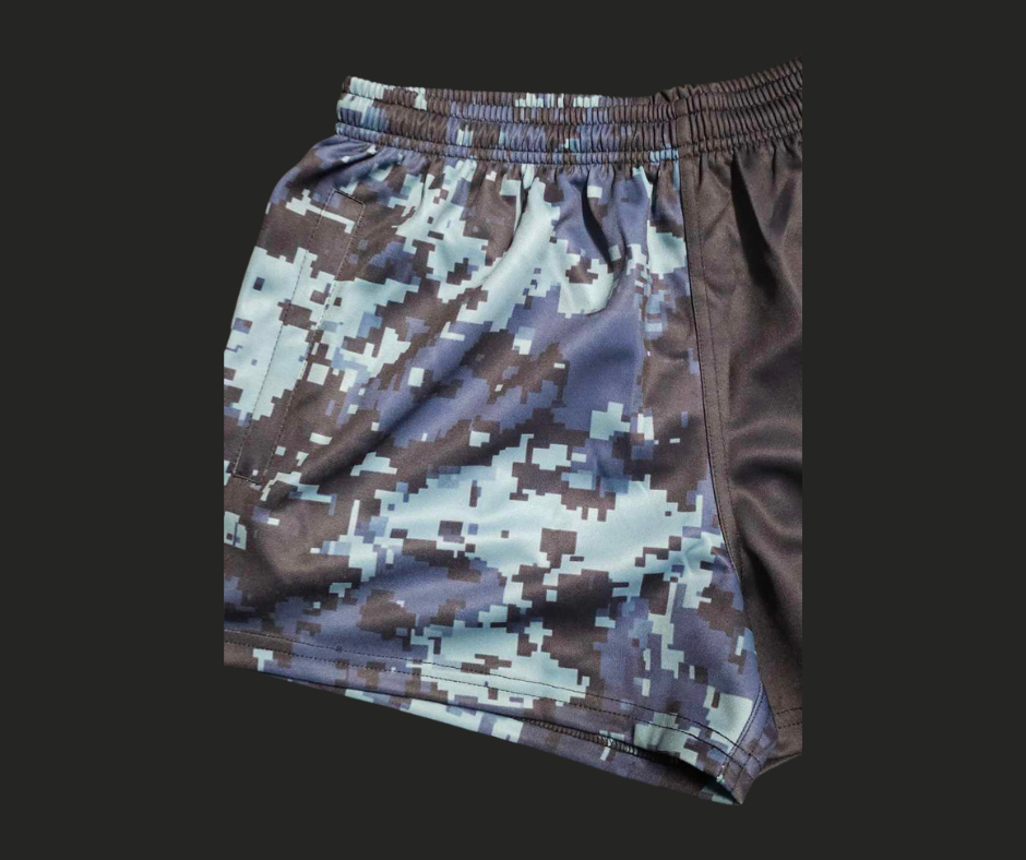 Footy Short - Blue Camo & Khaki