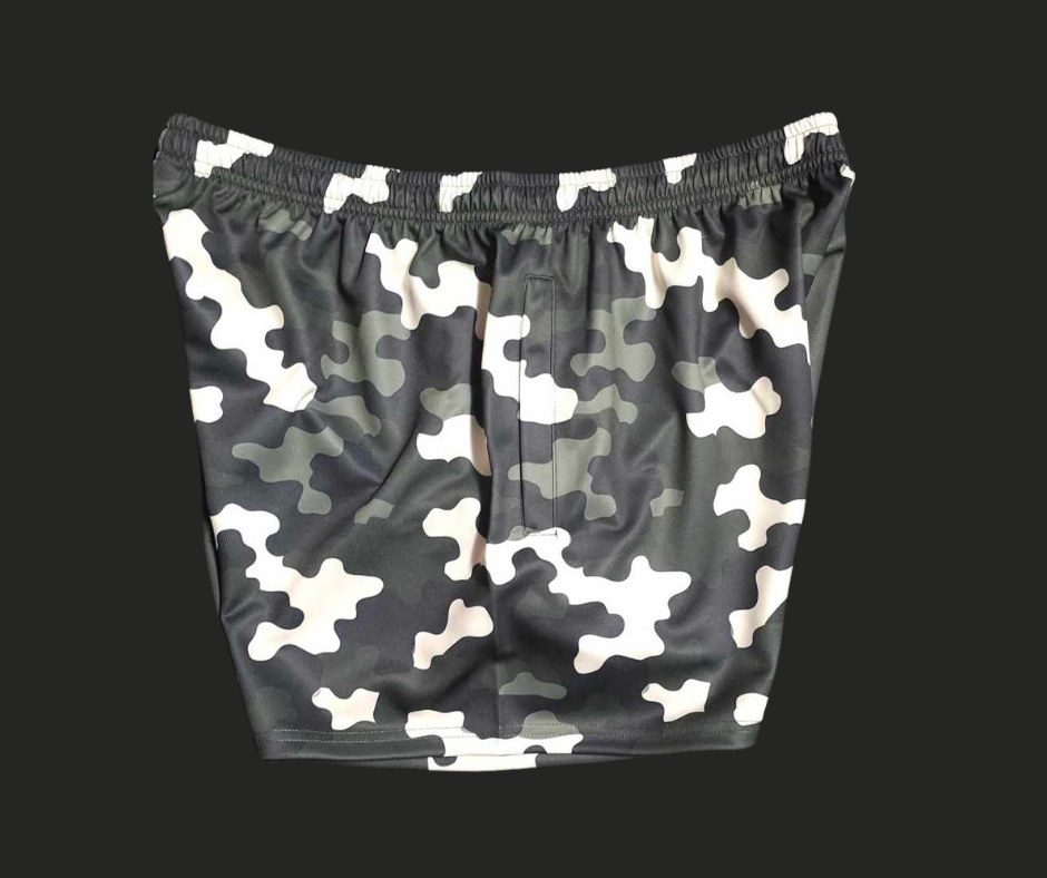 Footy Short - Black/Green Camo Split Design