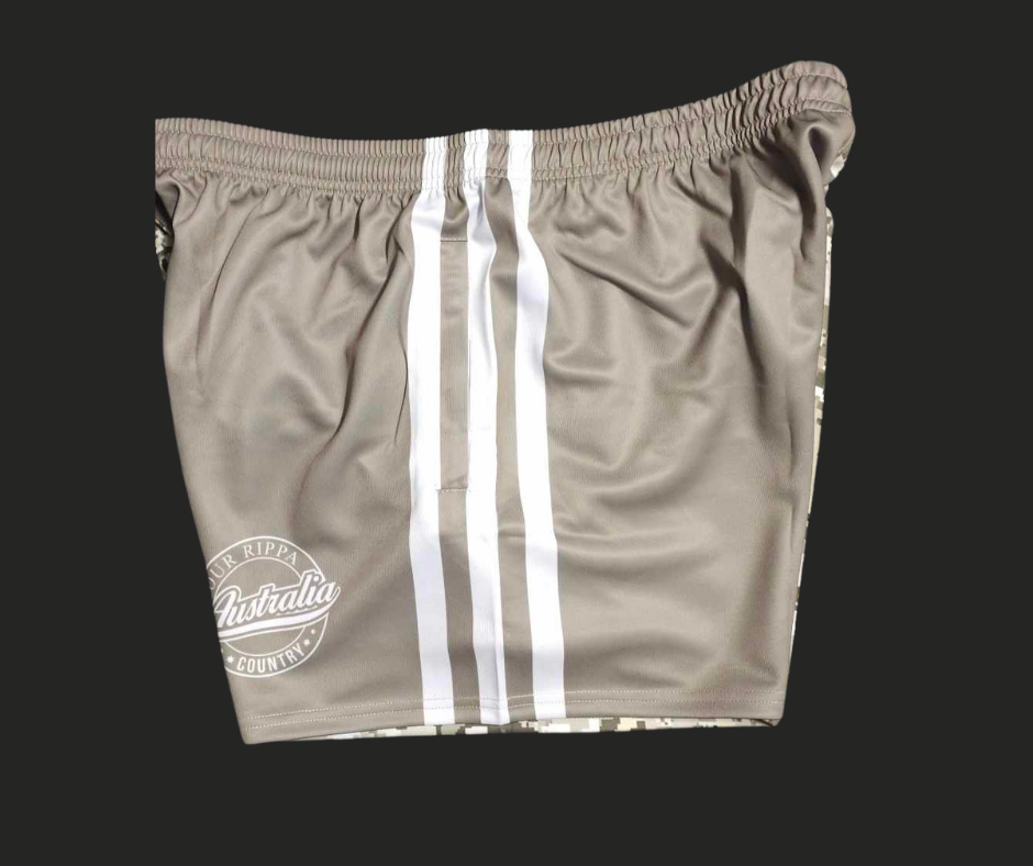 Footy Short - Camo & Khaki Split Design
