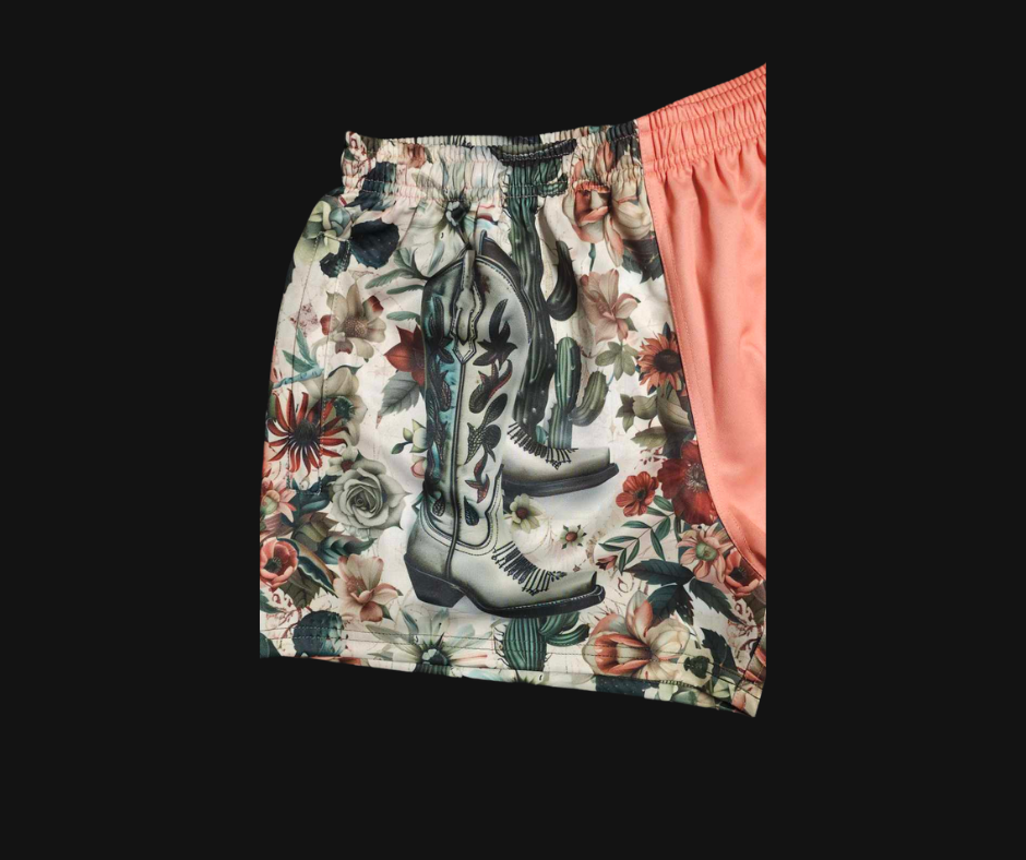 Footy Short - Flowers, Cactus & Boots Design