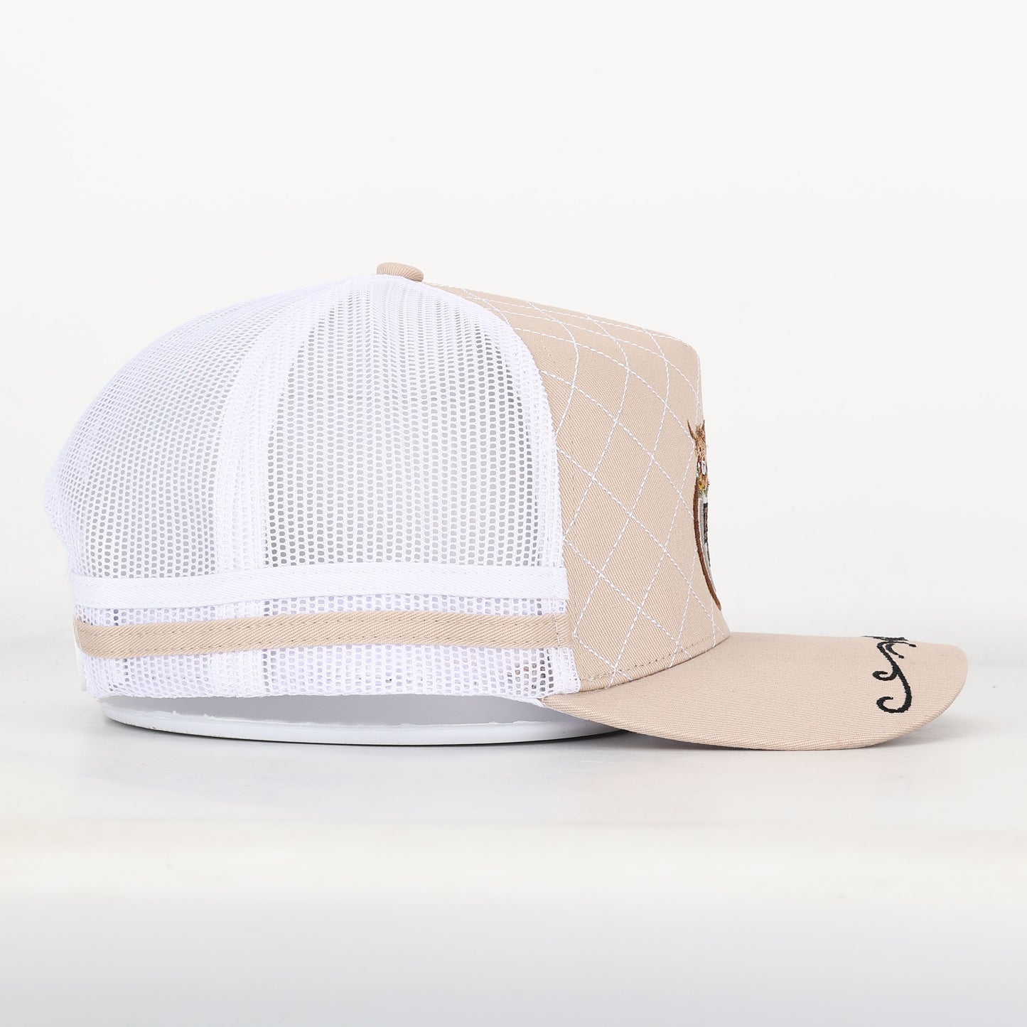 Trucker Cap - Beige & White Mid-Peak "Rippa Transport Co." Highland Cow Edition