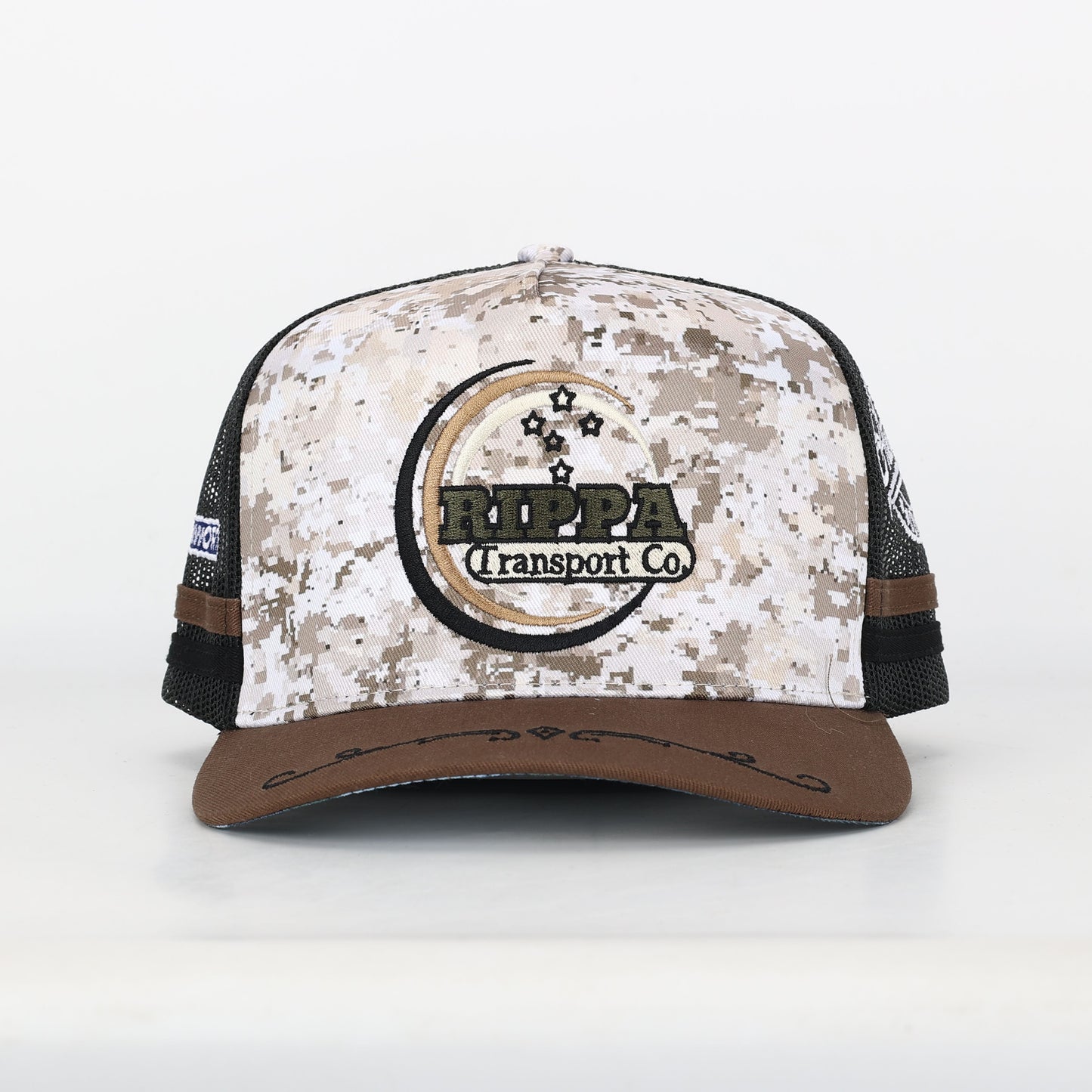 Trucker Cap -Camo Brown "Rippa Transport Co." High-Peak