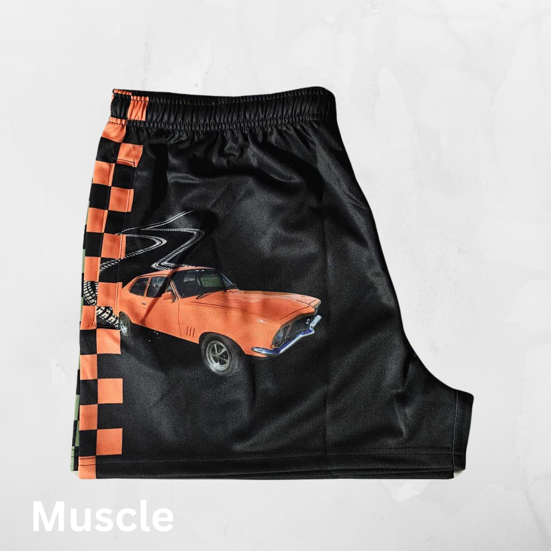 Footy Shorts - Unleash Your Inner Revhead with Our Aussie Muscle Shorts!