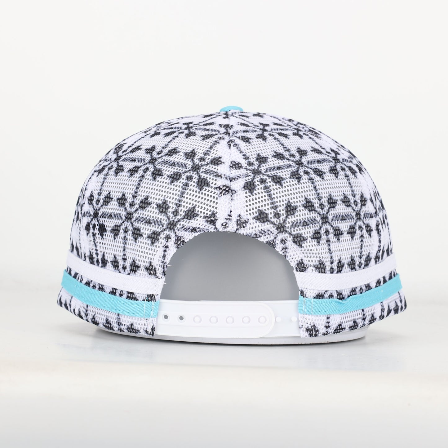 Trucker Cap - Baby Blue & White Mid-Peak "Rippa Transport Co." Sunflower Aztec Mesh Edition