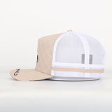 Trucker Cap - Beige & White Mid-Peak "Rippa Transport Co." Highland Cow Edition