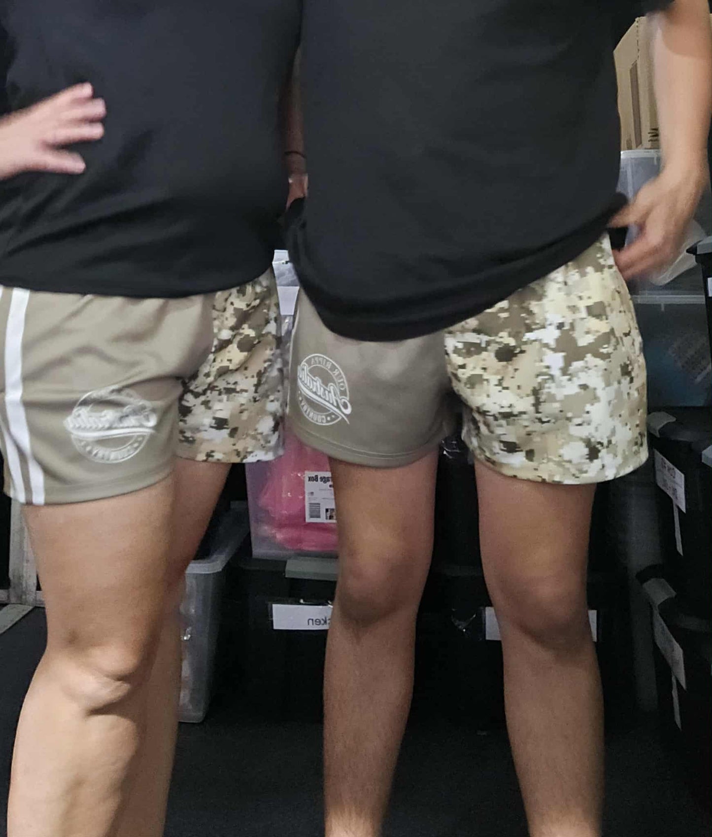 Footy Short - Camo & Khaki Split Design