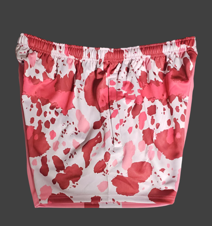 Footy Shorts – Country Vibes, Bold Style! Pink Cow Print