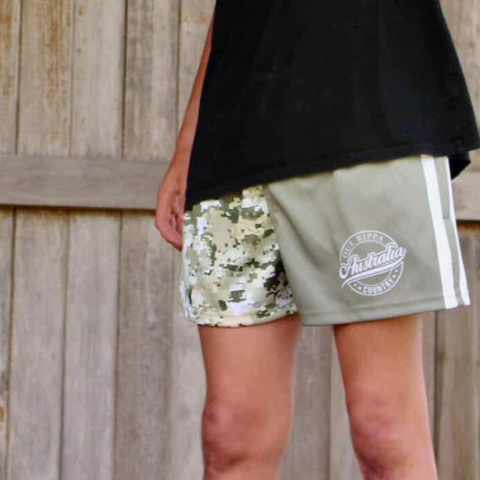 Footy Short - Camo & Khaki Split Design