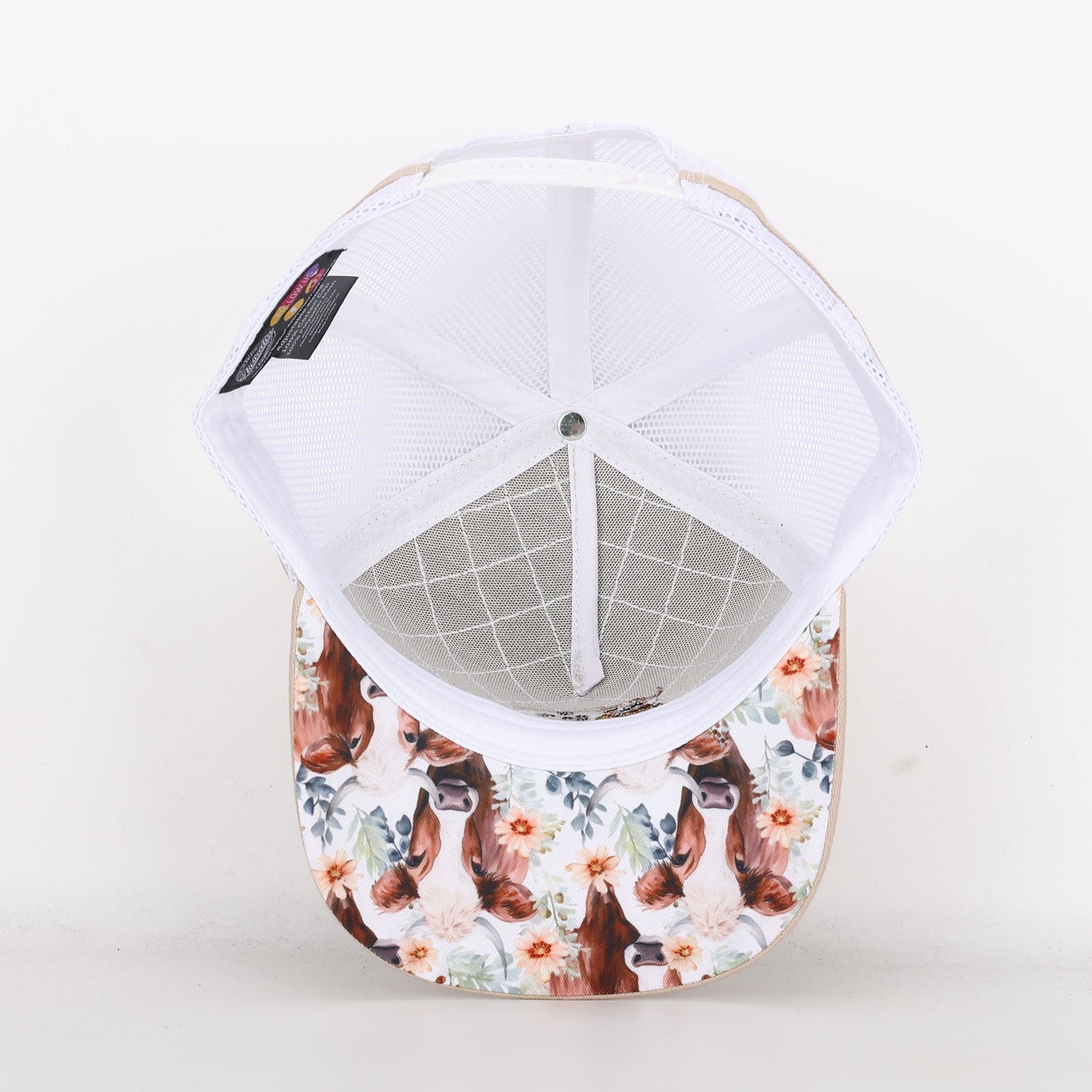 Trucker Cap - Beige & White Mid-Peak "Rippa Transport Co." Highland Cow Edition