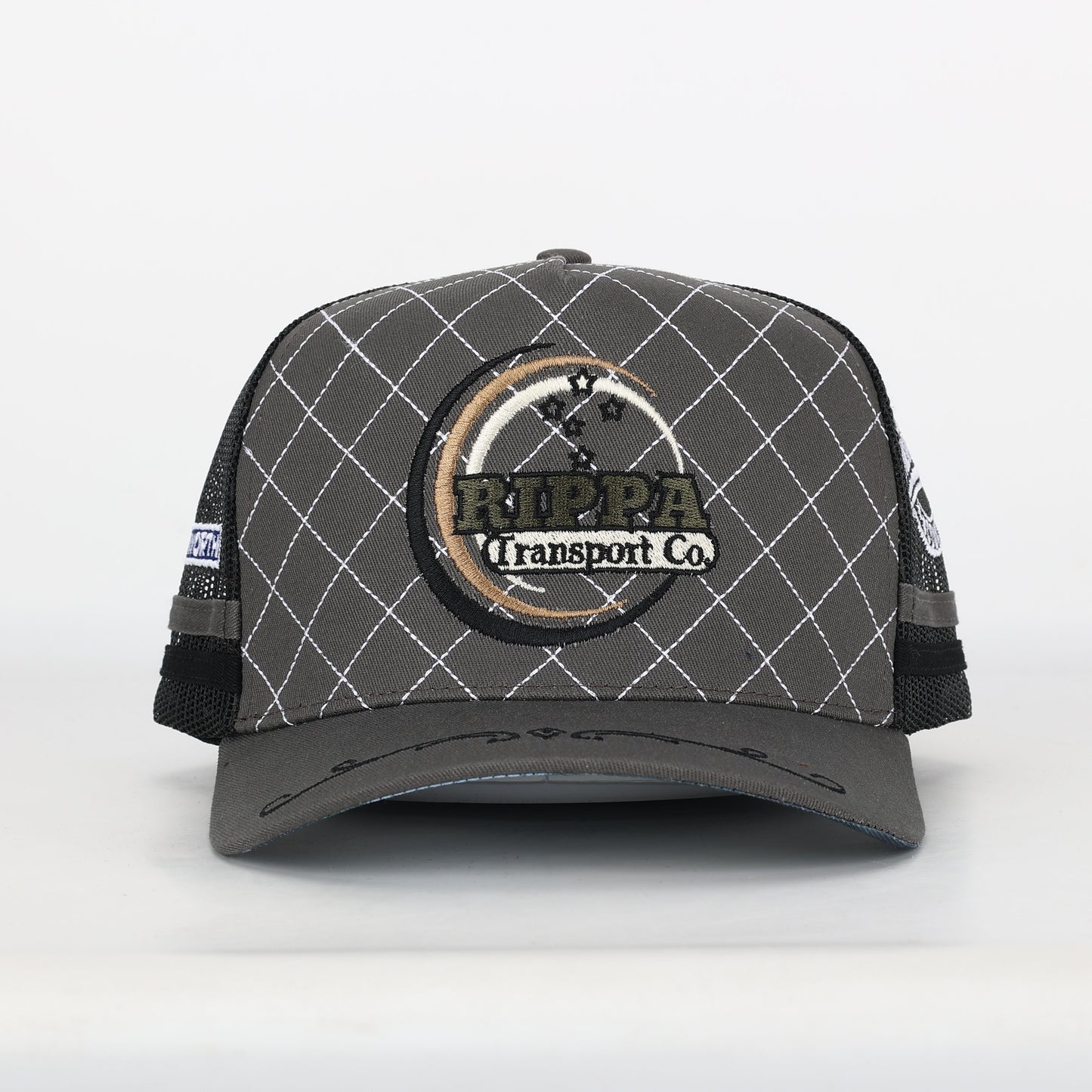 Trucker Cap - Grey & Black "Rippa Transport Co." High-Peak