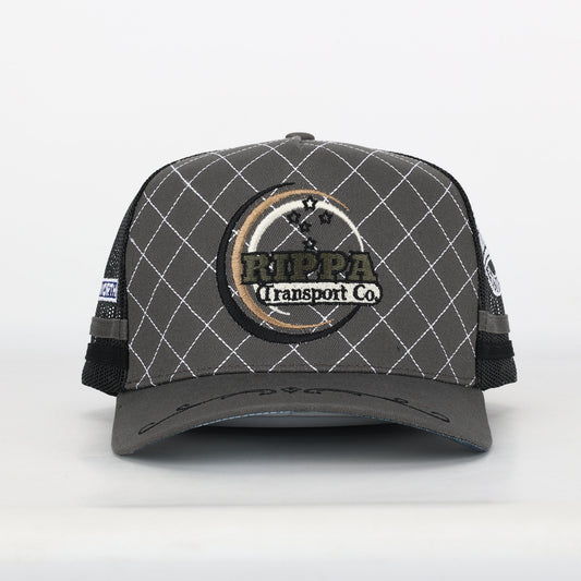 Trucker Cap - Grey & Black "Rippa Transport Co." High-Peak