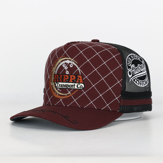 Trucker Cap - Maroon & Black "Rippa Transport Co." High-Peak