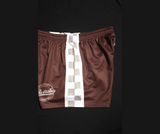Footy Shorts -  Brown & White Cow Print