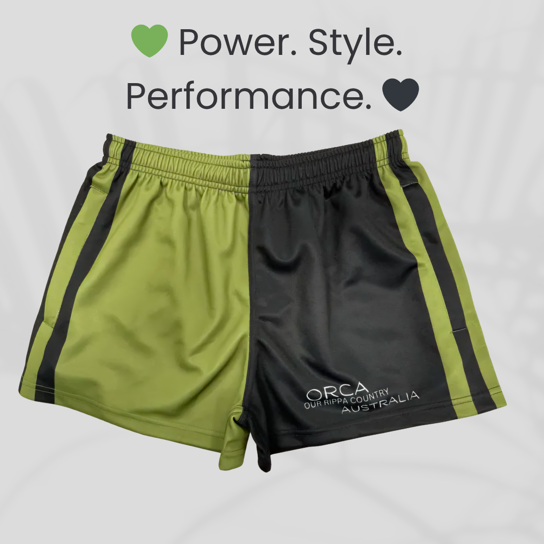 Footy Shorts -  Green and Black Design