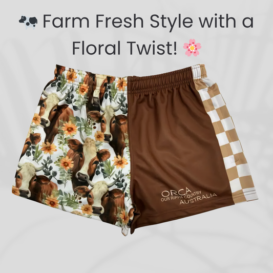 Footy Shorts - Farm Fresh Style with a Floral Twist!