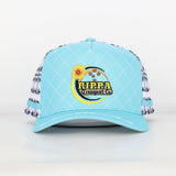 Trucker Cap - Baby Blue & White Mid-Peak "Rippa Transport Co." Sunflower Aztec Mesh Edition