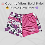 Footy Shorts –  Purple Cow Print