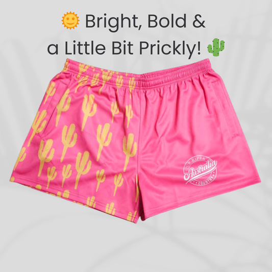 Footy Short - Bright, Bold & a Little Bit Prickly!  Hot Pink with Yellow Cactus