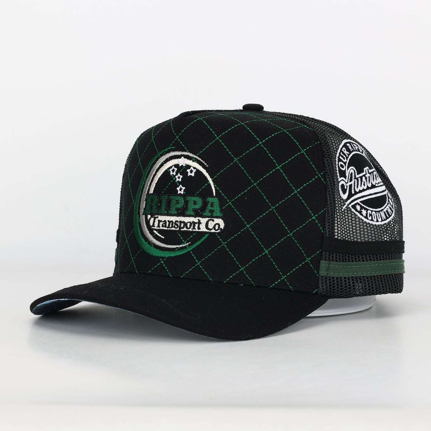 Trucker Cap - Black & Green "Rippa Transport Co." High-Peak