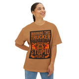 Trucker Warning Tee — "Warning This Trucker Does Not Play Well With Stupid People"