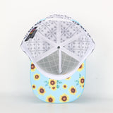 Trucker Cap - Baby Blue & White Mid-Peak "Rippa Transport Co." Sunflower Aztec Mesh Edition