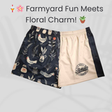 Footy Short - Chickens, Flowers & Pots Design
