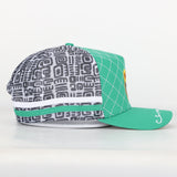 Trucker Cap - Green & White Mid-Peak "Rippa Transport Co." Sunflower & Butterfly Aztec Mesh Edition