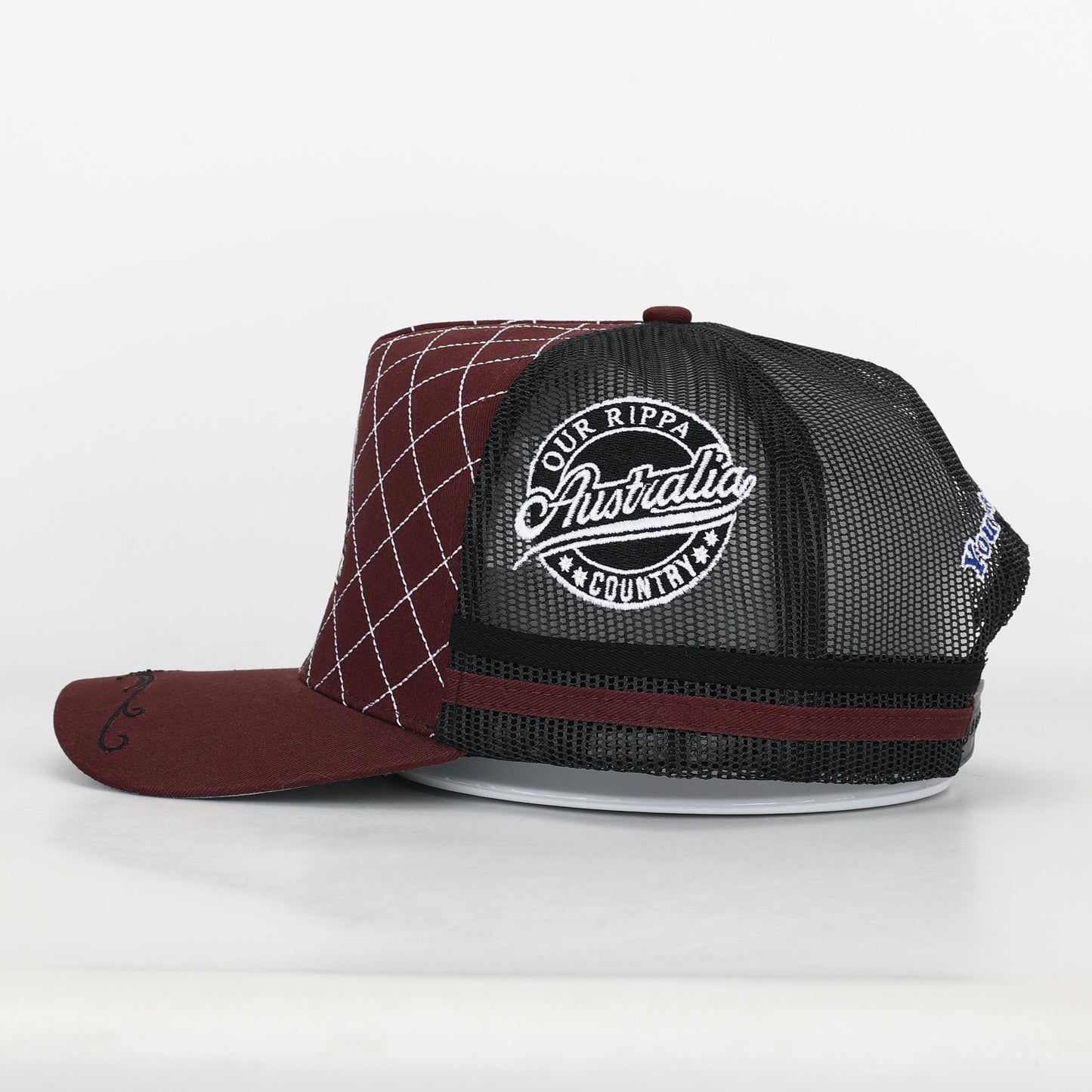 Trucker Cap - Maroon & Black "Rippa Transport Co." High-Peak