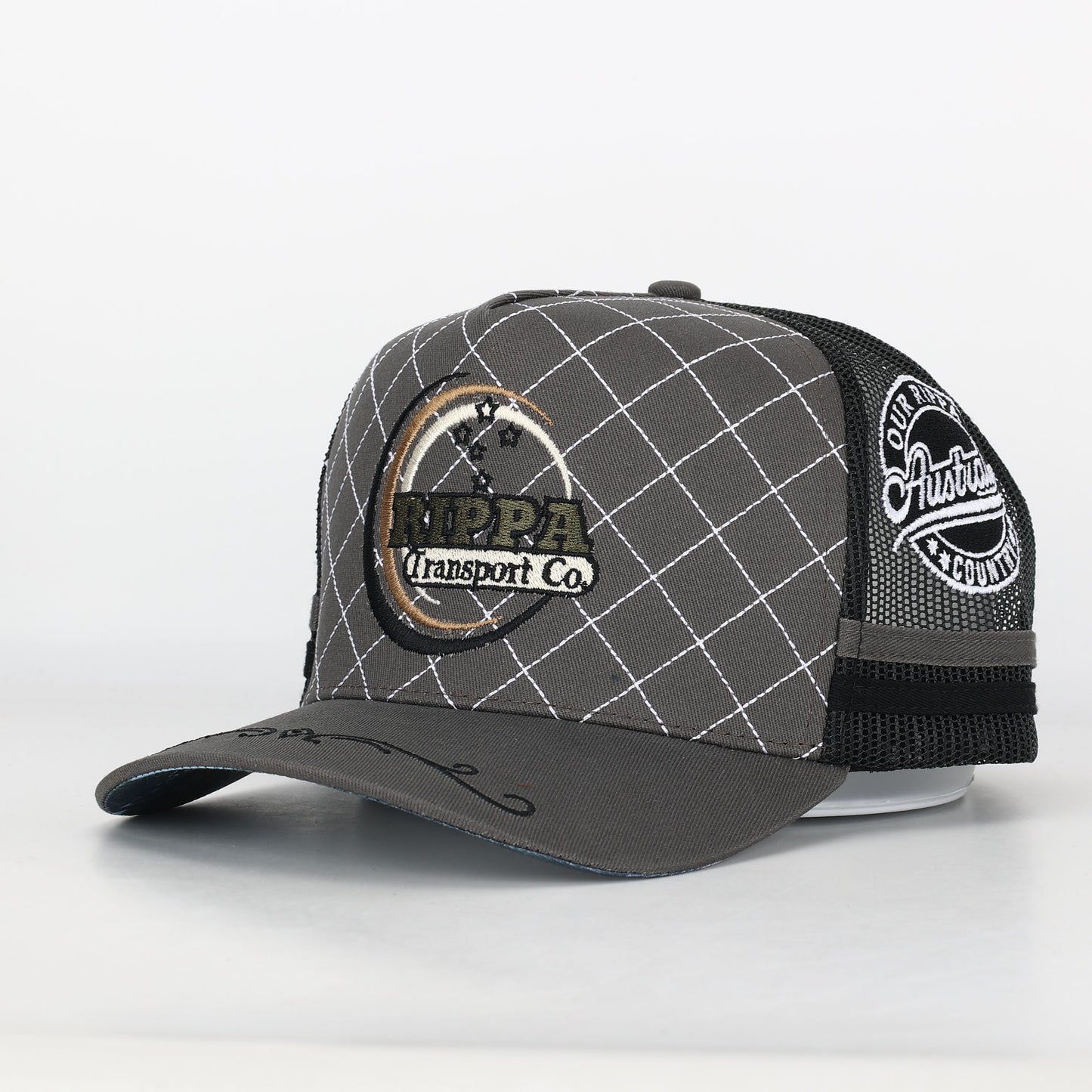Trucker Cap - Grey & Black "Rippa Transport Co." High-Peak