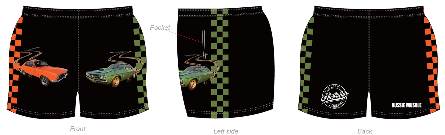 Footy Short - Unleash Your Inner Revhead with Our Aussie Muscle Shorts!