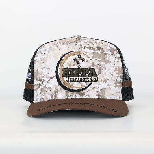 Trucker Cap -Camo Brown "Rippa Transport Co." High-Peak