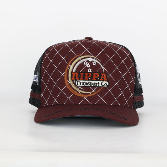 Trucker Cap - Maroon & Black "Rippa Transport Co." High-Peak