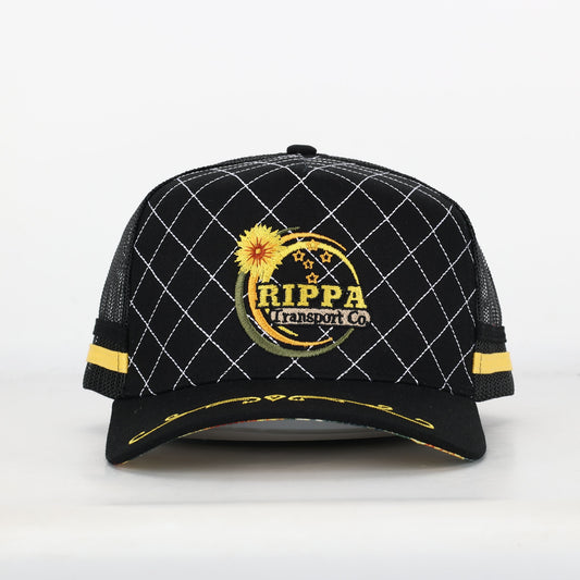 Trucker Cap - Black & Yellow "Rippa Transport Co." Mid-Peak