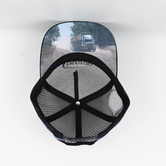 Trucker Cap - Navy Blue & Black "Rippa Transport Co." High-Peak