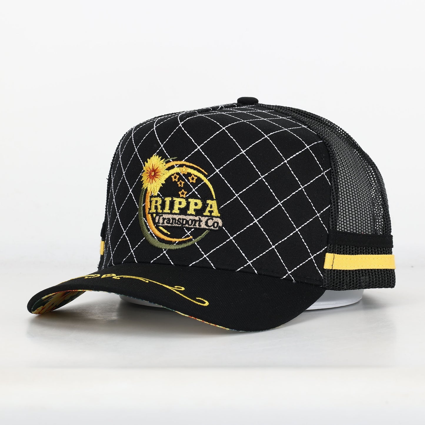 Trucker Cap - Black & Yellow "Rippa Transport Co." Mid-Peak