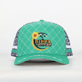 Trucker Cap - Green & White Mid-Peak "Rippa Transport Co." Sunflower & Butterfly Aztec Mesh Edition