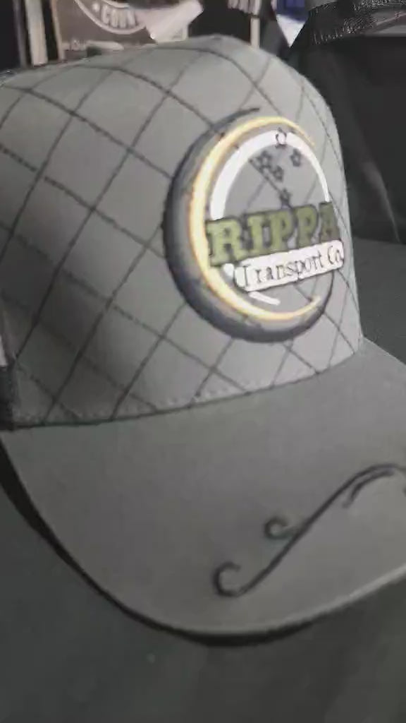 Trucker Cap - Grey & Black "Rippa Transport Co." High-Peak