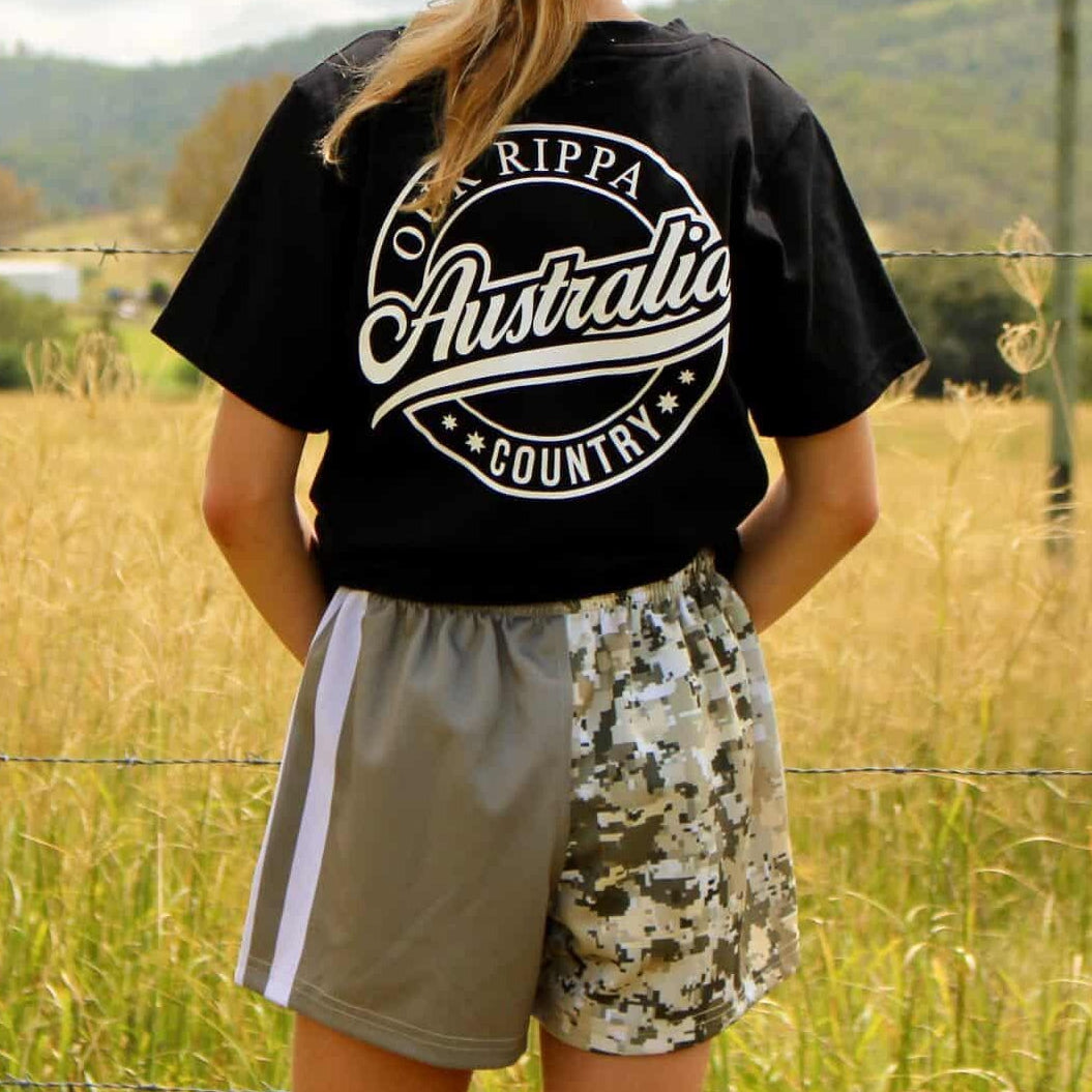 Footy Short -  Camo & Khaki Split Design