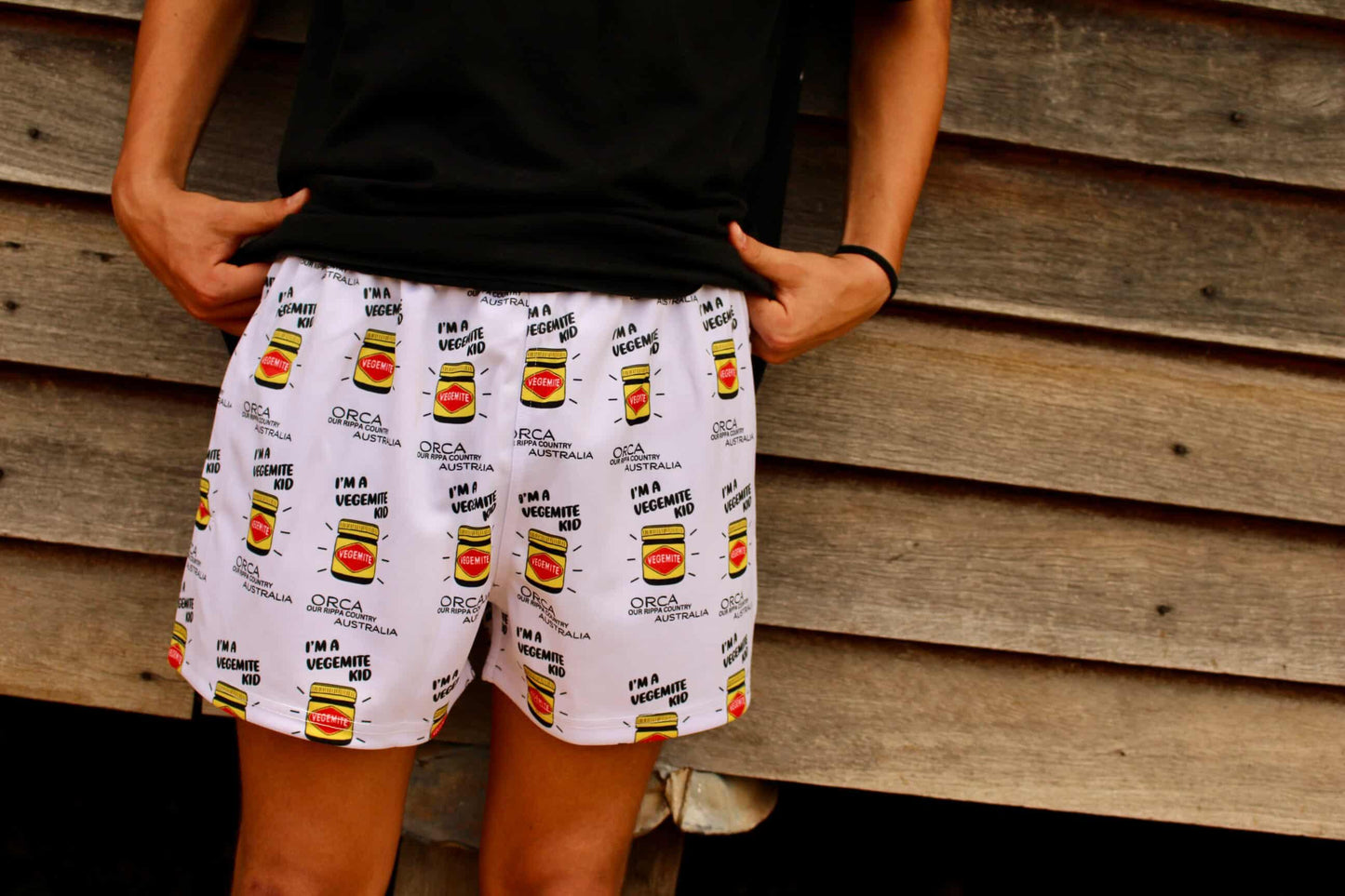 Footy Shorts - I'm a Vegemite Kid Design