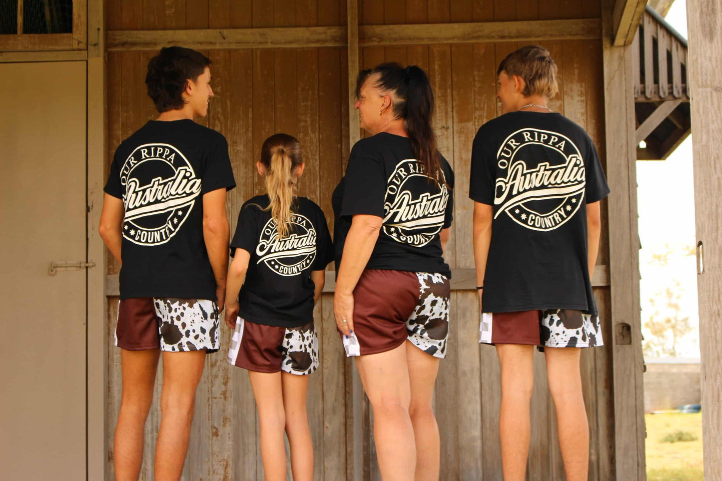 Footy Shorts -  Brown & White Cow Print