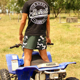 Footy Short -  Black/Green Camo Split Design