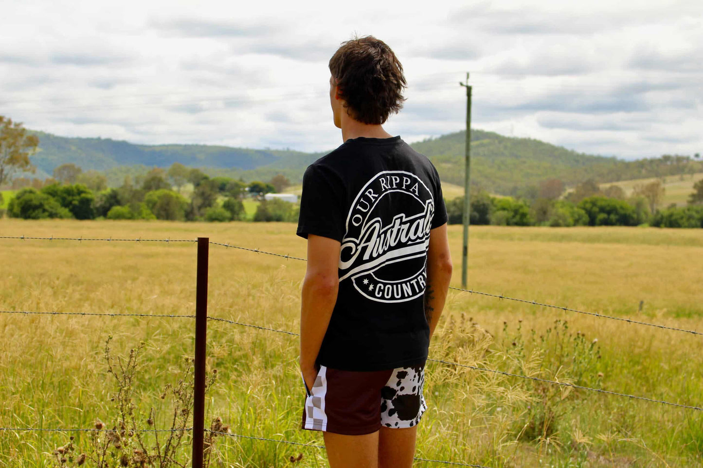 Footy Shorts -  Brown & White Cow Print