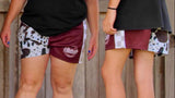 Footy Shorts -  Brown & White Cow Print