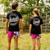 Footy Shorts –  Purple Cow Print