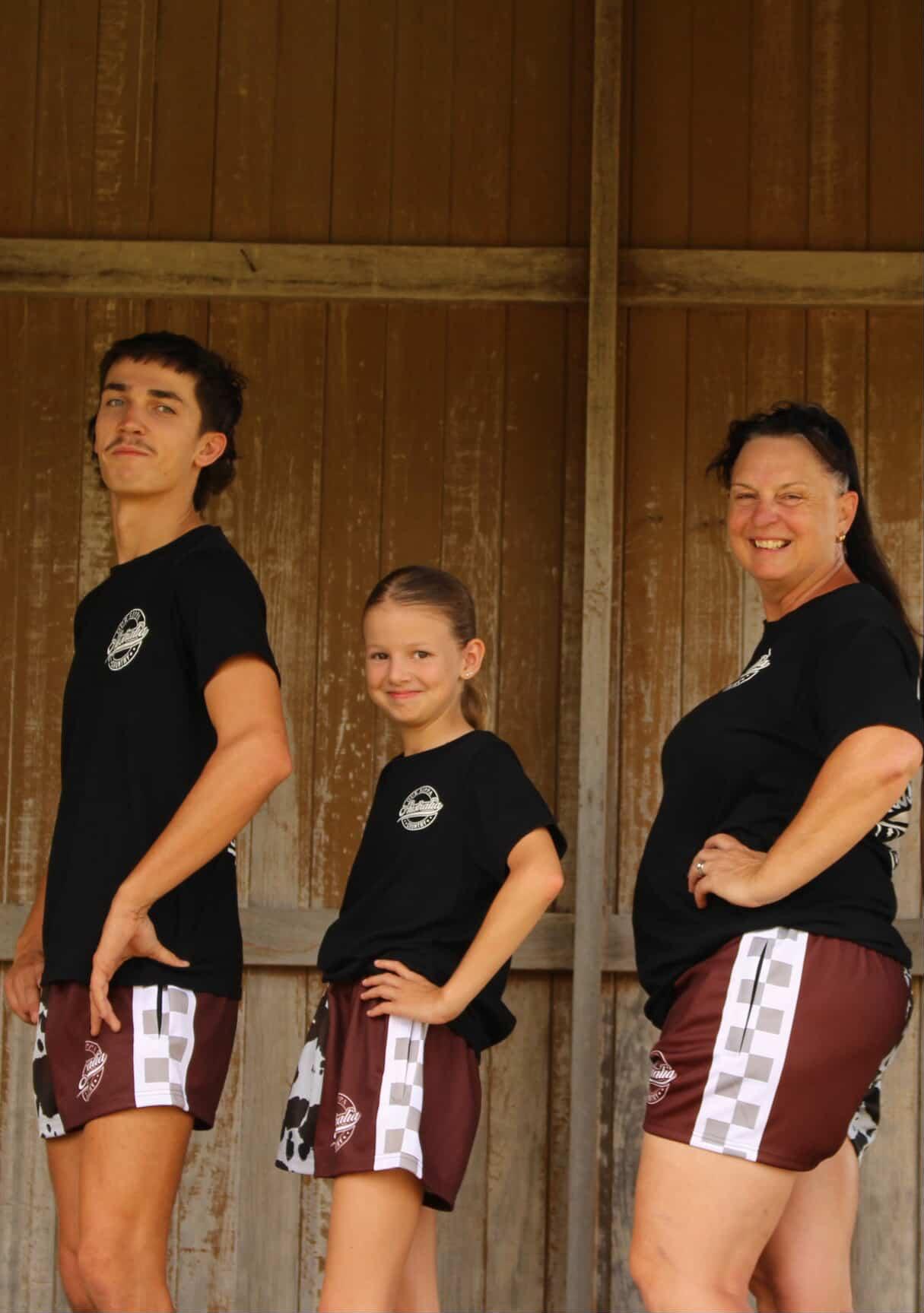 Footy Shorts -  Brown & White Cow Print
