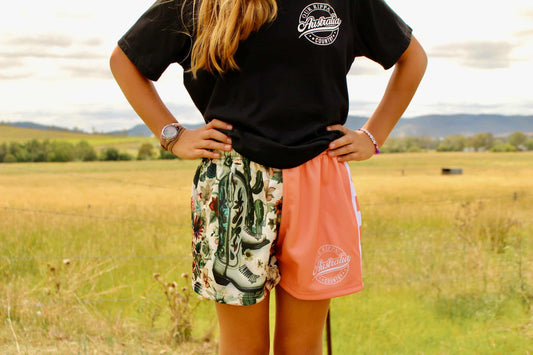 Footy Short -  Flowers, Cactus & Boots Design