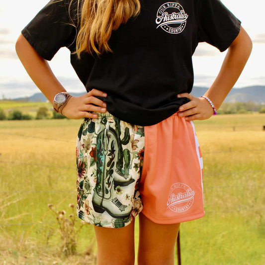 Footy Short -  Flowers, Cactus & Boots Design