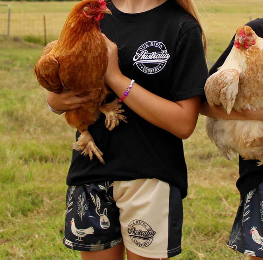 Footy Short - Chickens, Flowers & Pots Design